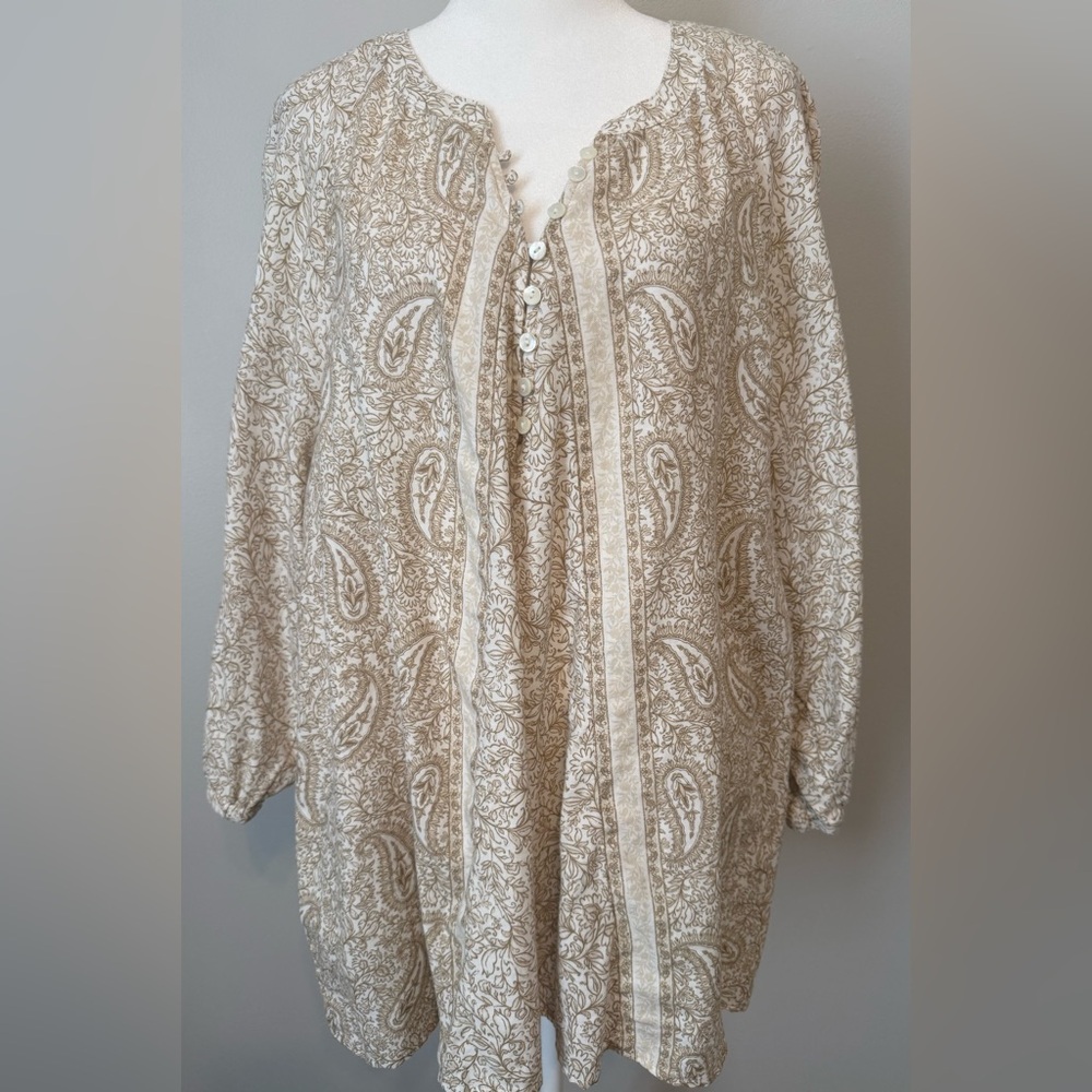 J. Jill Paisley Print V-Neck Blouse - Size 2X